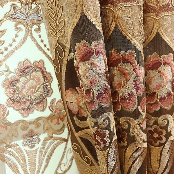 

curtain & drapes european style curtains for living dining room bedroom chenille fabric embroidery hollow finished product customization