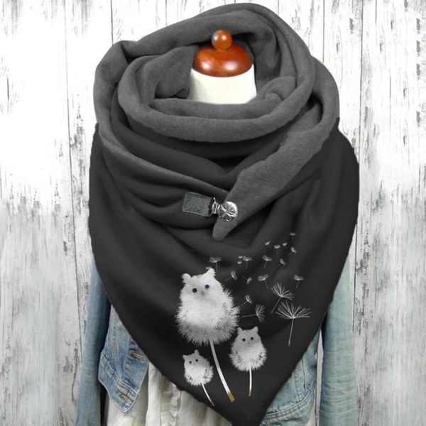 

hats, scarves & gloves sets arrival design colorful cat print fashion romalined scarf shawl with colored lines for netherlands muslim women, Blue;gray