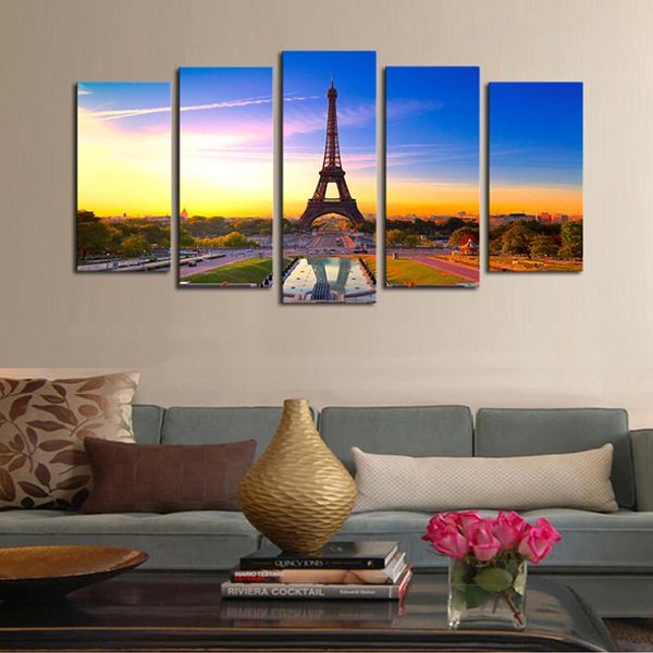 

5pcs/set unframed wall paintings of eiffel tower