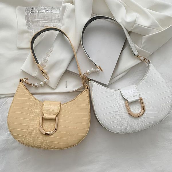 

cross body fashion women alligator pattern shoulder underarm bag casual ladies pearl small hobos purse handbags solid color pu square bags