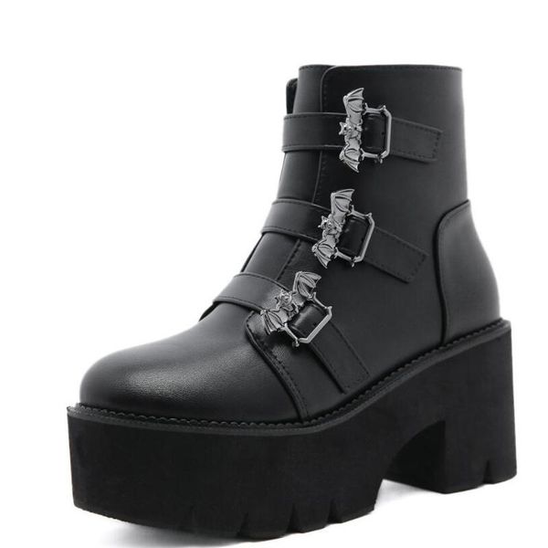 

boots demonia platform shoes big sizes 43 high heels cosplay fashionable autumn winter wedges ankle ymb826, Black
