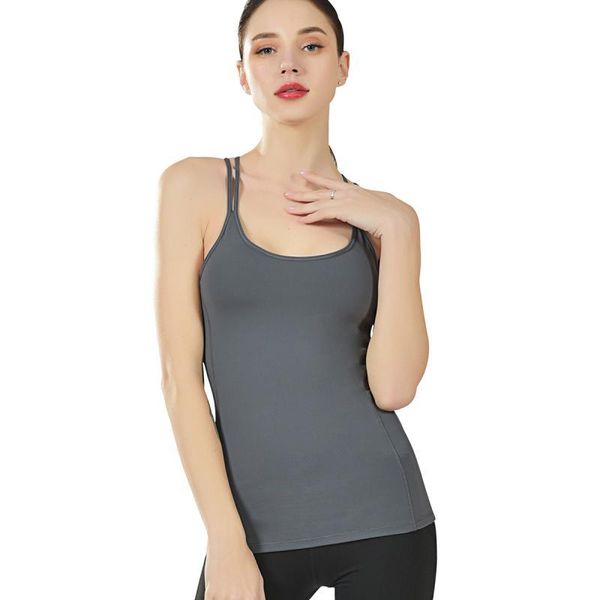 

yoga outfits strap sports vest running gym shirt sleeveless, White;red