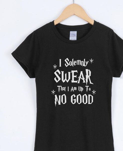 

juniors i womens t shirt solemnly swear that am up to no good funny for lady summer cotton casual shirts, White
