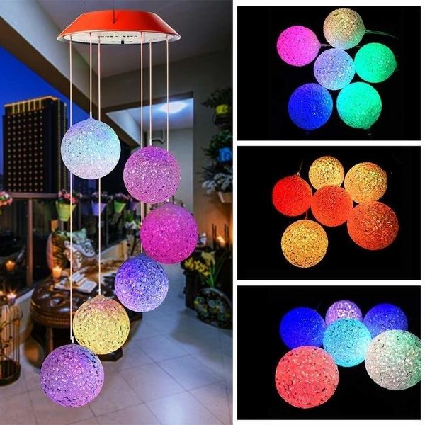 

party decoration solar powered led wind chime transparent waterproof for patio yard garden decor