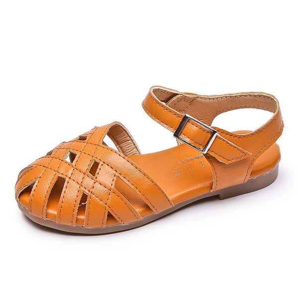 Sommerschuhe Kinder Mädchen Sandalen Gestreifte aushöhlen Rom Prinzessin Sandalen Niedrige Absätze Weiche Sohle Kinder Mädchen Schuhe Sandalias nia 210713