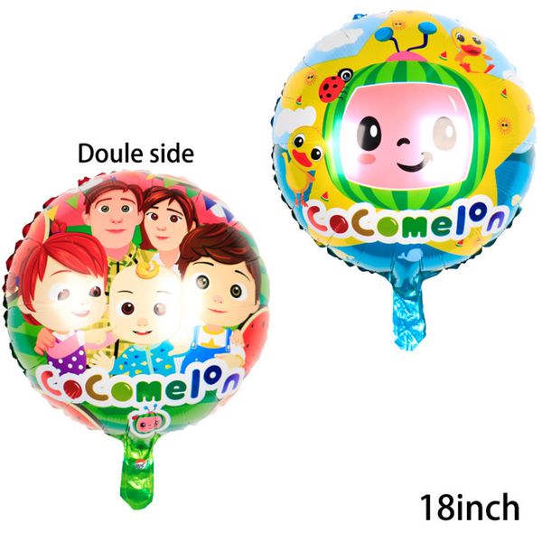 

50pcs/pack 18 inch cocomelon balloon cartoon watermelon character aluminum film balloons double sided birthday party decoration balls g31805, Blue