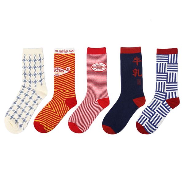 

fashion children's milk geometric personality breathable couple stockings men's cotton, Black