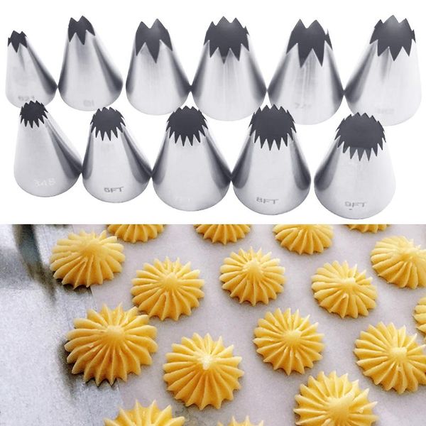 

baking & pastry tools 11pcs/set large icing piping nozzles russian tips cookies cake decorating cream fondant