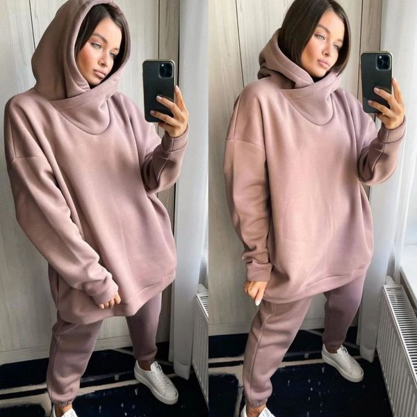 

women's tracksuits new foreign trade autumn and winter fashion casual foreign trade sweater suit two-piece, Gray