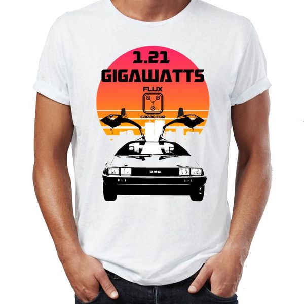 

men's t-shirts brand 2021 t-shirt men 100% cotton back to the future delorean time traveling car dmc-12 funny badass o-neck tee oversiz, White;black