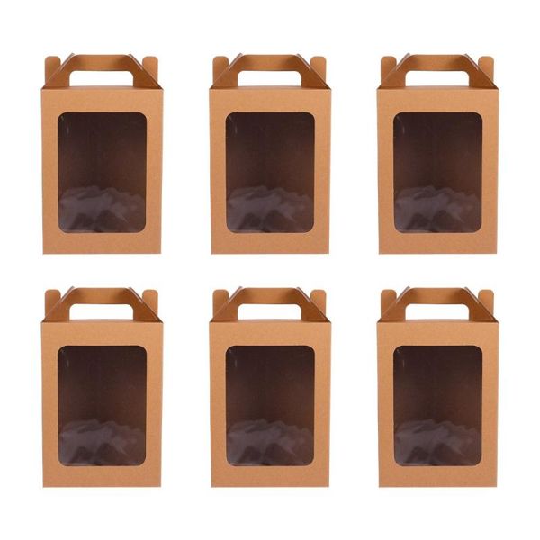 

6pcs decorative gift packing boxes flower bags containers (brown) wrap