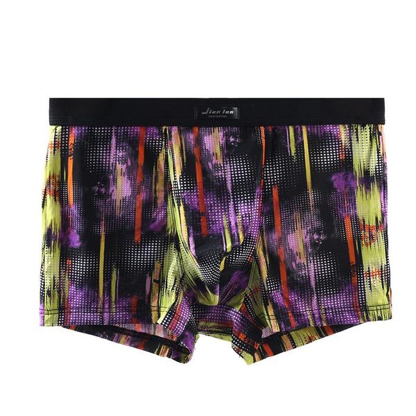 

underpants 2021 quality elastic hip lift fashion print modal men boxer shorts thin comfortable soft breathable color male underwear b84, Black;white