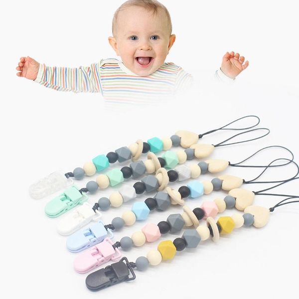 

pacifiers# silicone teething pacifier clips with safe abs beads chain holder for nipples baby chew toys