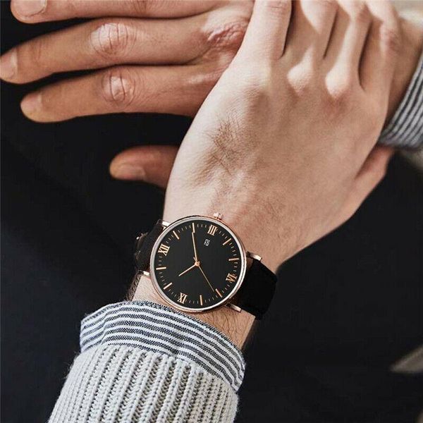 

wristwatches trendy men's personality pu band date sport quartz watch, Slivery;brown