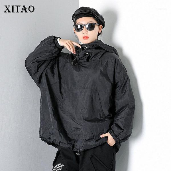 

women's jackets xitao solid color casual pullover jacket winter the drawstring hooded collar loose fashion women short zy30241, Black;brown