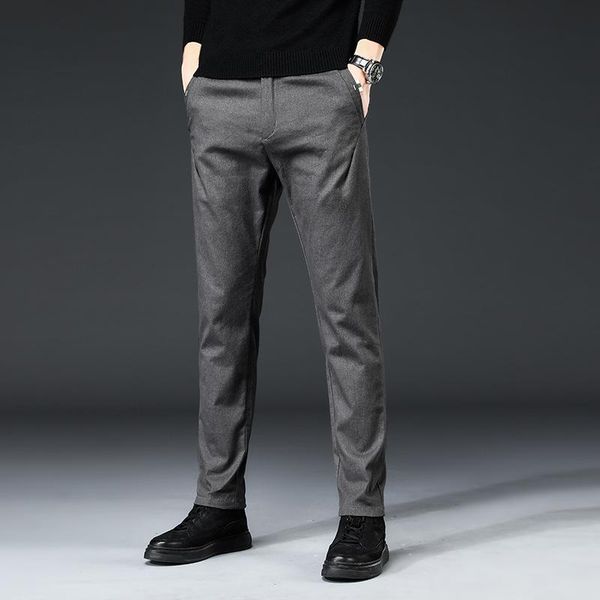 

men's pants 2021 autumn winter england work stretch men business fashion slim fit grey casual pant male brand trousers 38, Black