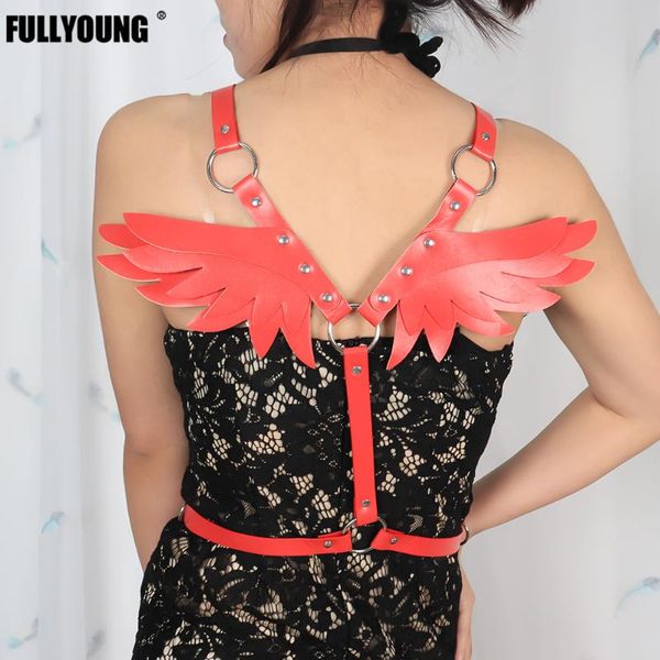 

belts fashion gothic women for red pu leather belt personality wing shoulder strap adjustable accessories wild corset vest, Black;brown