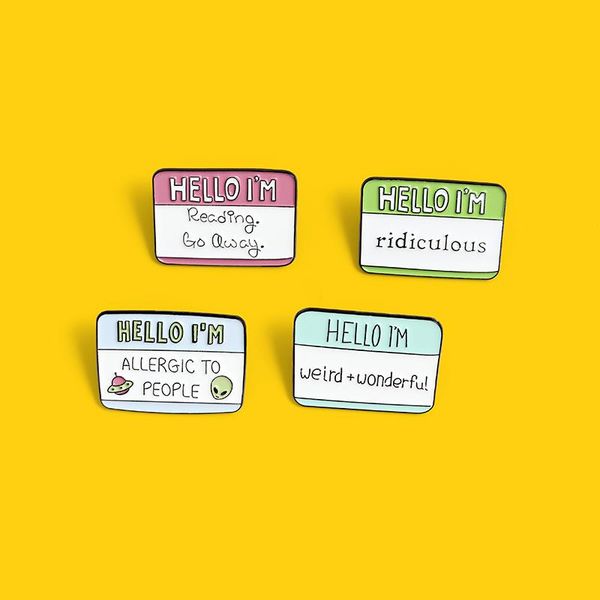 

pins, brooches hello i' allergic to people custom ufo alien fun enamel pins bag clothes lapel label badge cartoon jewelry gifts, Gray