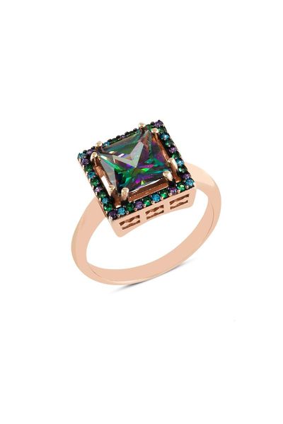 

cluster rings mystic z square cubic zirconia ring 22, Golden;silver