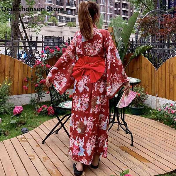 

casual dresses autumn winter women long maxi kimono japanese style kawaii rabbit sakura print big bow corset tunics party es cospl, Black;gray