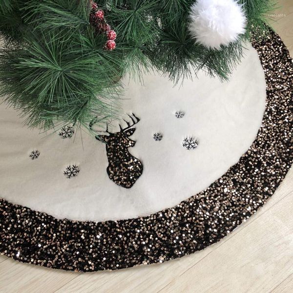 

christmas decorations practical tree skirt soft plush knit sequin with non-woven fabric for holiday decoration