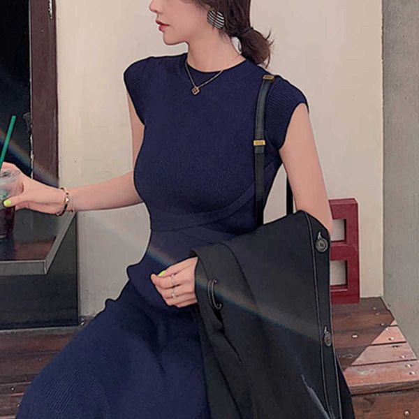 

women slim tank clothes split o throat weaned long dress elegant ladies mouwloos bodycon trui dresses vestidos, Black;gray