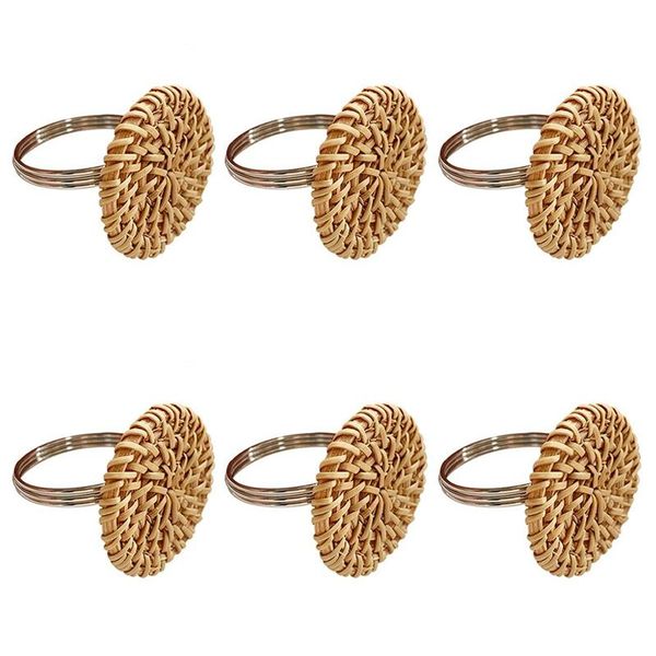 

napkin rings yo-fall set of 6, vintage ring for table setting, handmade rattan serviette holder wedding