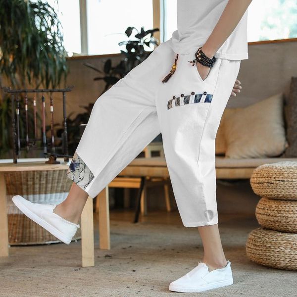 

summer 2021 japanese style cotton and capris for men men's pants, Black