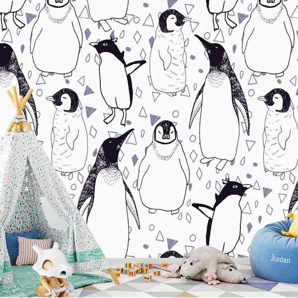 

wallpapers kids room wall papers cartoon animal children wallpaper self adhesive cloth stickers mural bedroom roll 60*280cm