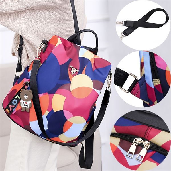 

summer multifunctional anti-theft backpacks oxford cloth shoulder bags for teenagers girls large capacity travel school bag 220211