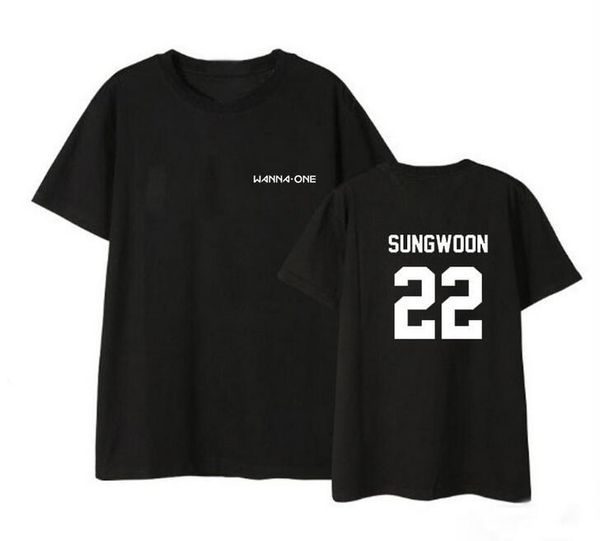 

women's t-shirt kpop wanna one memeber name printing black/white short sleeve t shirt for summer lovers o neck tees