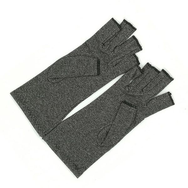

wrist support one pair men arthritis open finger gloves size, Black;red