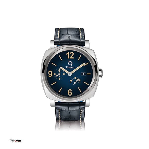 

luxury men's automatic mechanical watch requin pam silver white stainless steel case sapphire mirror black leather strap bang bag, Slivery;brown