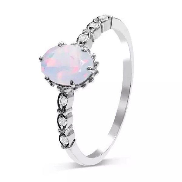 

wedding rings silver fashion nature stone quartz opal ring for women jewelry crystal oval shape druzy finger gifts drop, Slivery;golden