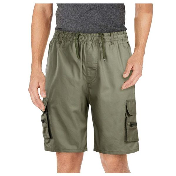 

men's shorts summer sport casual outdoor cargo pants solid zipper pocket drawstring running gym, White;black