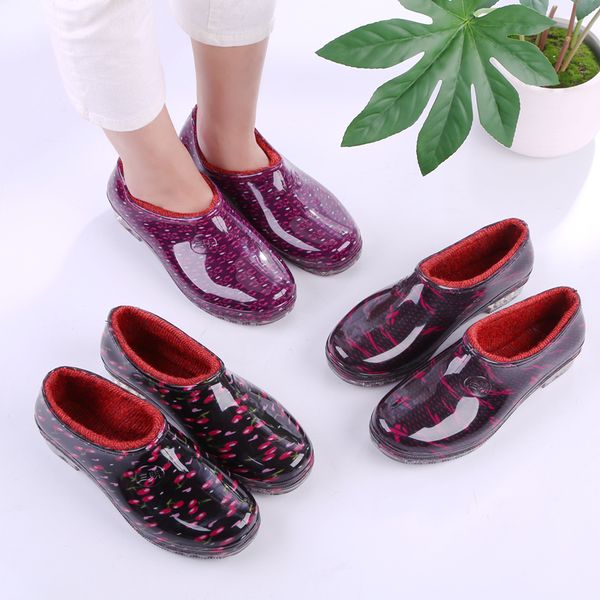 

home must rainbootsladies galosheswater shoe rubber boots woman kitchen working shoes for mopping and washing clothes autumn, Black