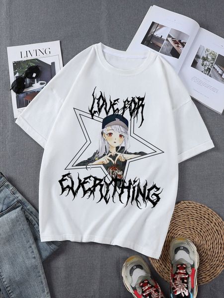 

men letter & figure graphic tee u7b8#, White;black