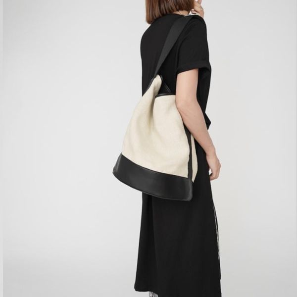 

evening bags designer linen canvas bucket women 2021 fabric with leather ladies tote shopper bag large capacity fashion female handbag