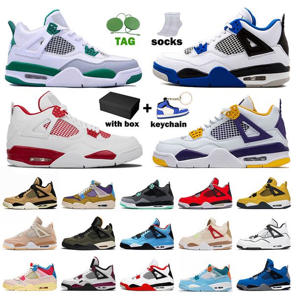 

with box 4s luxury brand jumpman4s mens womens basketball shoes jumpman 4 what the pizzeria white cement court purple alternate sport sneake