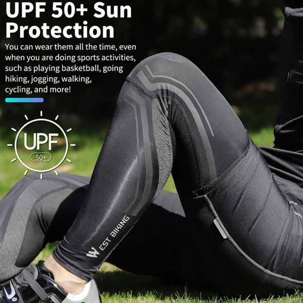 

leg sleeves uv protection running cycling sport sunscreen warmer compression knee sleeve support kneepads elbow & pads, Black;gray