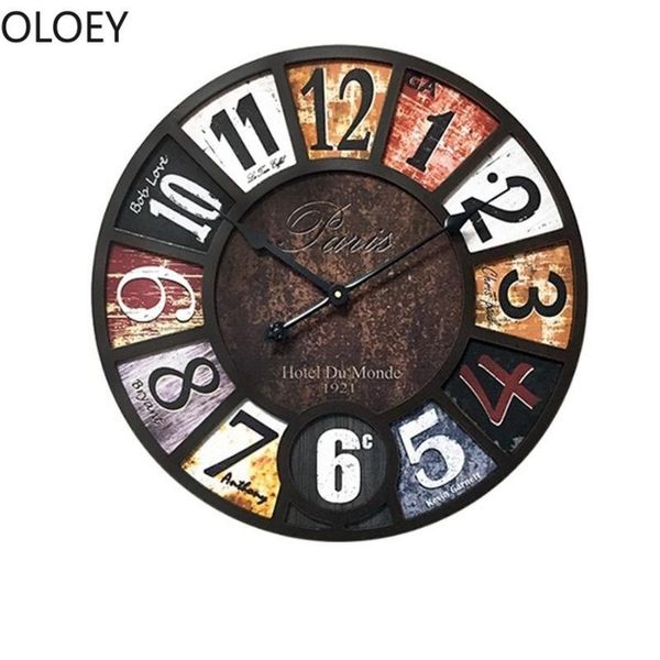 

wall clocks vintage large clock wood mechanism creative silent living room bedroom farmhouse decor watch europe