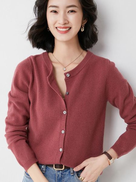 

women's knits & tees spring and autumn thin cardigan loose short long-sleeved bottoming sweater all-mmatch small jacket 60112, White