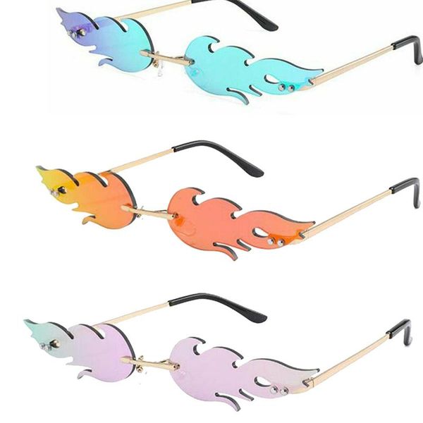 

sunglasses 2021 metal fashion flame frame sun glasses daily wear beach party decoration women men, White;black