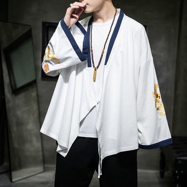 

men's jackets mrgb spring summer man coats chinese style embroidered cotton linen male classic streetwear clothing, Black;brown