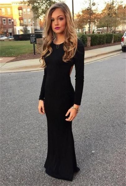 

party dresses elegant long sleeve evening mermaid floor length backless formal dress prom gown for women vestido longo festa, White;black