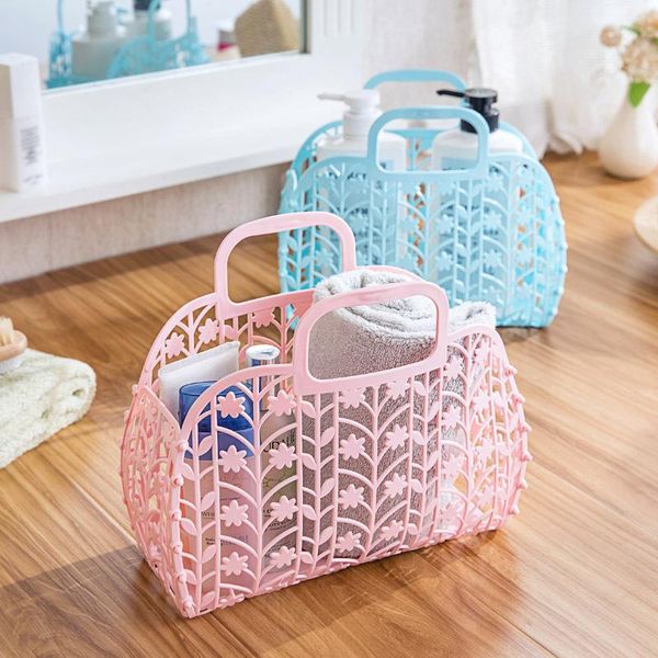 

storage baskets folding basket colored fashion hollow plastic portable kitchen bathroom bath toiletries