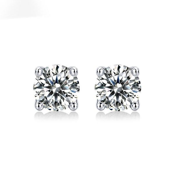 

stud trendy 0.5carat d color moissanite earrings silver 925 fine women jewelry 4 prong gra birthday gift, Golden;silver
