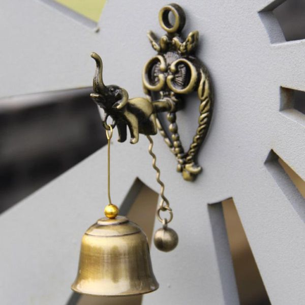 

decorative objects & figurines retro elephant door bell small alloy doorbell wind chime with iron wall decoration for indoor outdoor