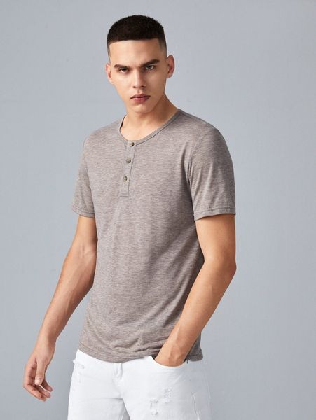 

men solid half button tee c9un#, White;black