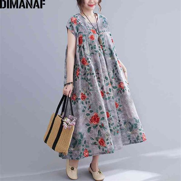 

plus size summer dress women beach sundress floral lady vestidos long cotton casual loose oversize 5xl 6xl 210531, Black;gray